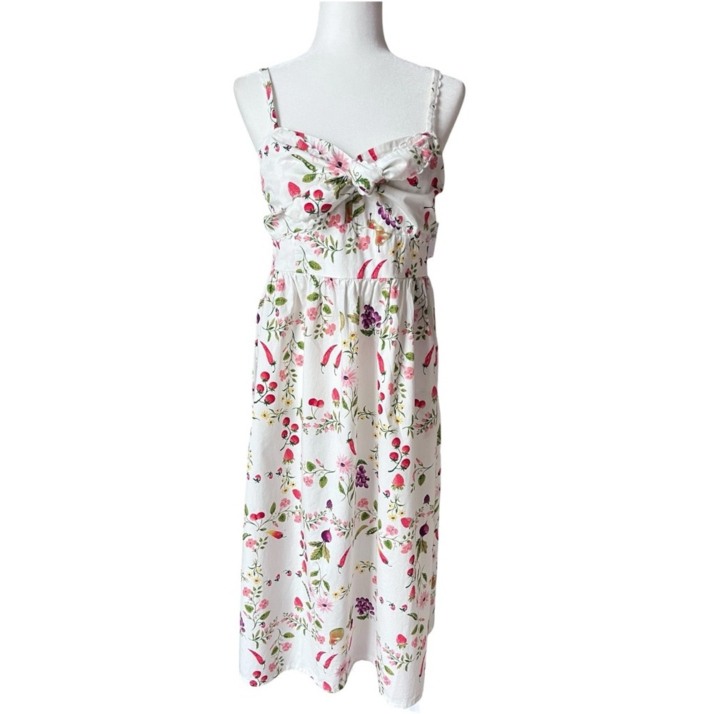 Old Navy Sleeveless Midi Dress Fruit Flower Print Size Medium NWT Cottagecore - Picture 3 of 14